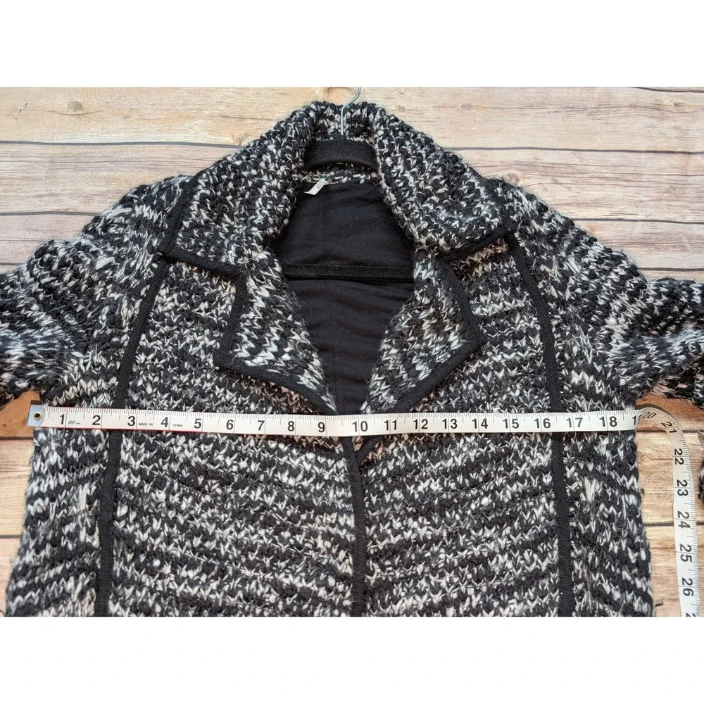 Free People Last Dance Duster Womens S Cotton Wool Blend Black White Coat Boho